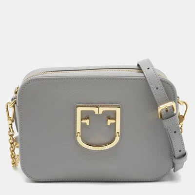 Pre-owned Furla Grey Leather Mini Brava Crossbody Bag In Gray