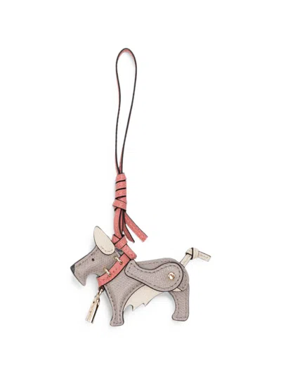 Furla Grey Leather Zamak Charm Keyring In Gray