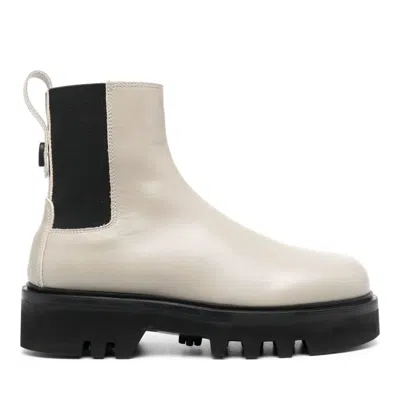 Furla Grey Rita Slip-on Chunky Sole Leather Ankle Boots In Black