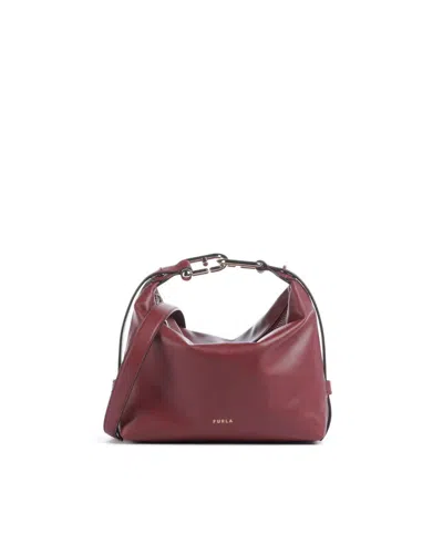 Furla Borsa Tonie Mini Hobo Rubino In Burgundy