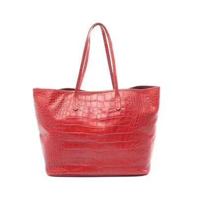 Furla Handbag Tote Bag Leather Croc Embossed In Red