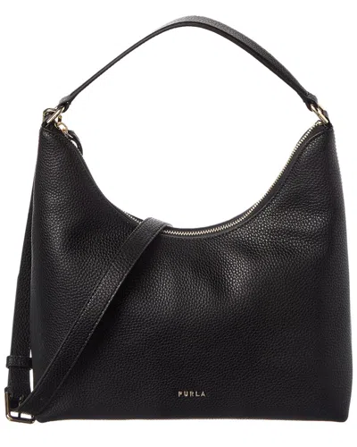 Furla Hecate Leather Hobo In Black