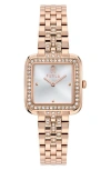 Furla Heritage Crystal Square Rose Gold Tone Bracelet Watch, 27.5mm In Gold