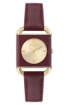 Furla Heritage Square Leather Strap Watch, 28mm In Multi