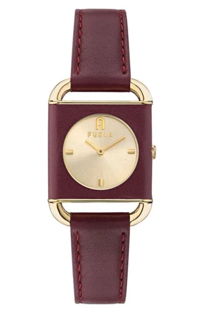 Furla Heritage Square Leather Strap Watch, 28mm In Multi