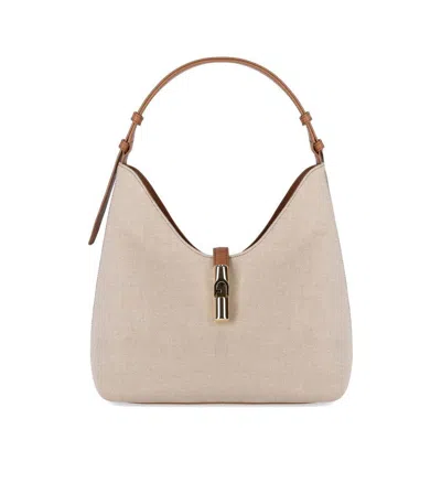 Furla Goccia M Hobo Natural Brandy Shoulder Bag In Neutrals
