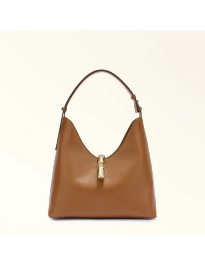 Furla Hobo Bag Goccia M In Leather Color Brandy In Brown