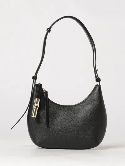 Furla Hobo Bag In Hammered Calfskin With Adjustable Shoulder Strap In Red