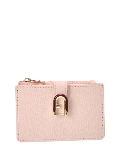Furla Idea Leather Card Case In Pink