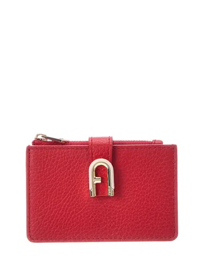 Furla Idea Leather Card Case In Red