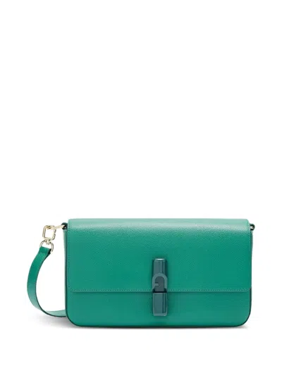 Furla Iride Clasp-fastening Leather Shoulder Bag In Green