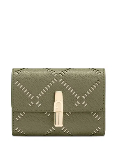 Furla Iride Compact Perforated Wallet In Green