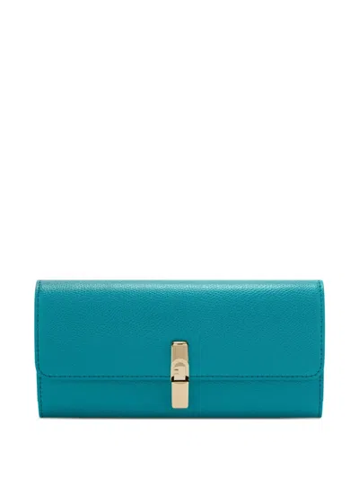 Furla Iride Continental Leather Wallet In Blue