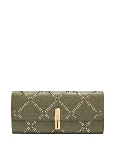 Furla Iride Continental Perforated Wallet In Green