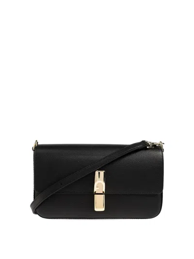 Furla S Iride Grained-leather Crossbody Bag In Black