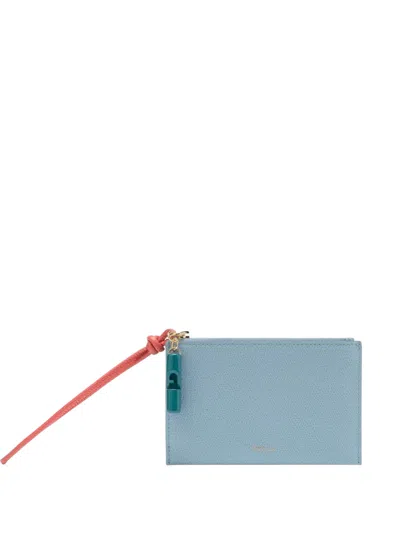 Furla Iride Envelope Zip Leather Clutch Bag In Blue
