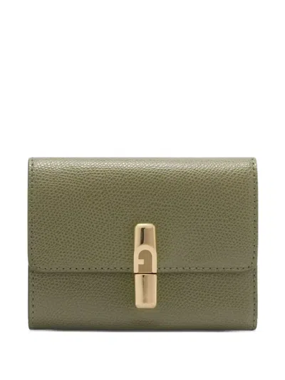 Furla Iride Grained Compact Wallet In Green