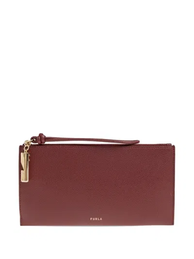 Furla Iride Grained Leather Clutch Bag In Burgundy