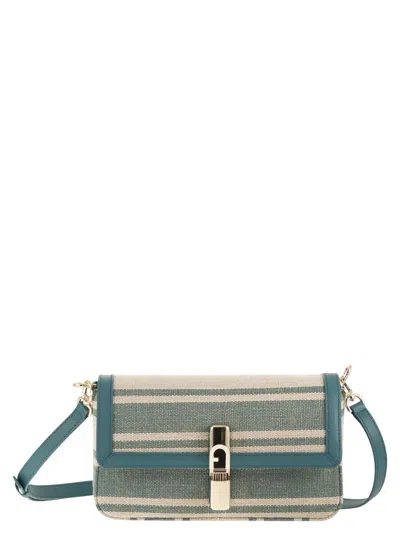 Furla Iride Leather And Fabric Bag S In Multi