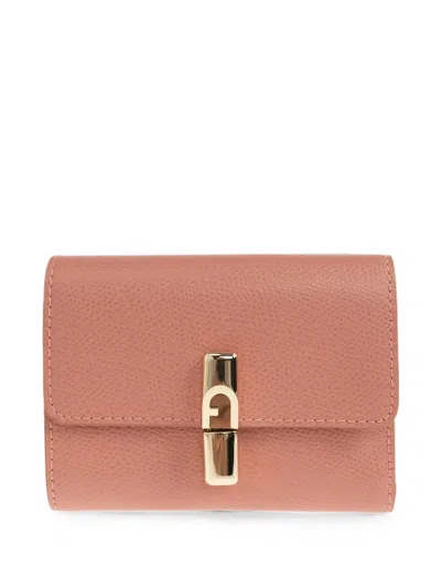 Furla Iride Logo-plaque Grained-leather Wallet In Pink
