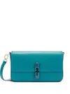Furla Iride S Rectangular White Leather Shoulder Bag In Blue