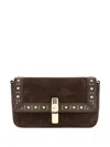 Furla Dark Brown Iride S Rectangular Suede Shoulder Bag In Brown