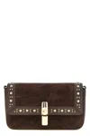 Furla Dark Brown Iride S Rectangular Suede Shoulder Bag In Brown