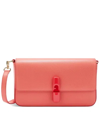 Furla Iride S Rectangular Red Leather Shoulder Bag In Pink
