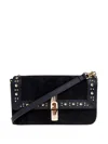 Furla Iride S Rectangular Suede Shoulder Bag In Black