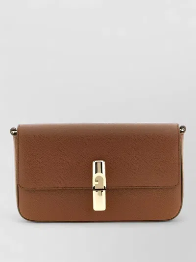 Furla Iride S Textured Shoulder Bag Adjustable Strap In Brown