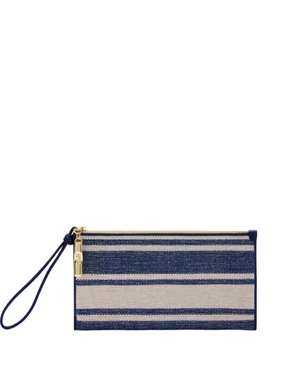 Furla Iride Striped Clutch Bag In Blue
