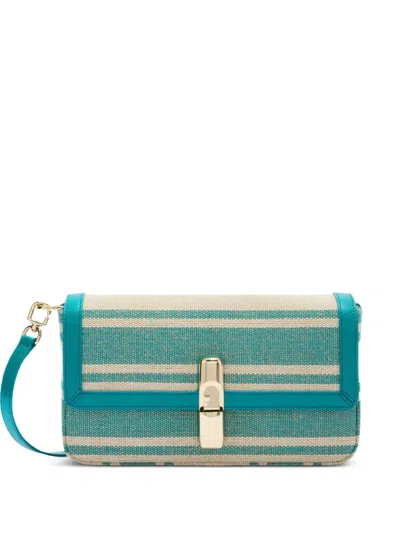 Furla Iride Striped Turnlock Satchel In Blue