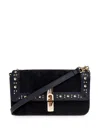 Furla Iride S Rectangular Suede Shoulder Bag In Black