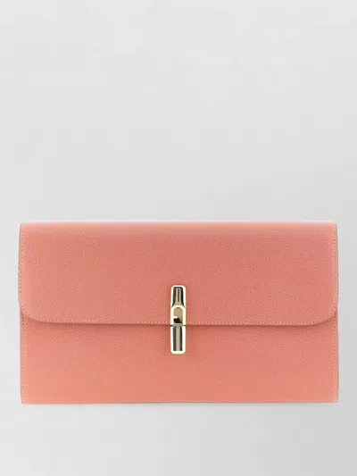 Furla Xl Continental Logo-plaque Leather Clutch Bag In Pink