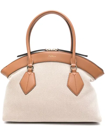 Furla Jacquard Tote Bag In Neutrals