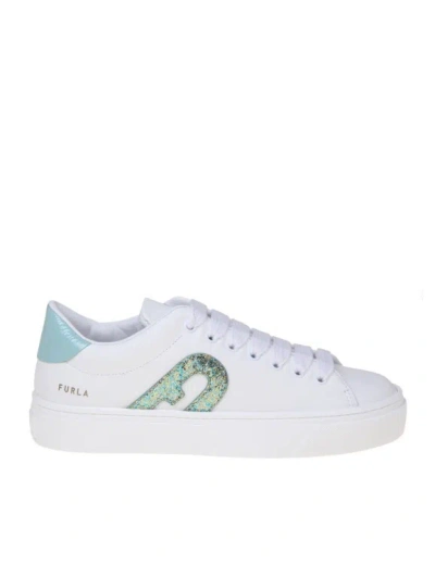 FURLA JOY LACE UP SNEAKERS IN WHITE LEATHER