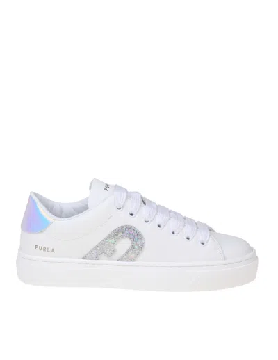 FURLA JOY LACE UP SNEAKERS IN WHITE LEATHER