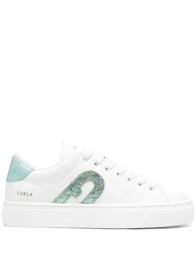 Furla Joy Leather Sneakers In White