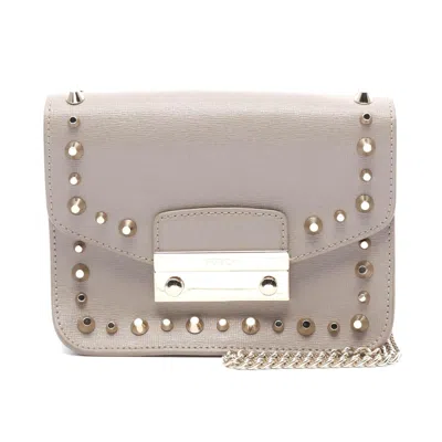 Furla Julia Leather Shoulder Bag Beige In Sand