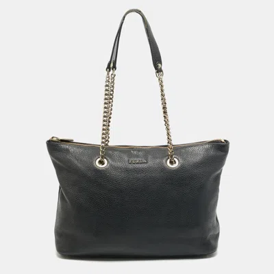 Pre-owned Furla Julia Top Zip Black Leather Tote