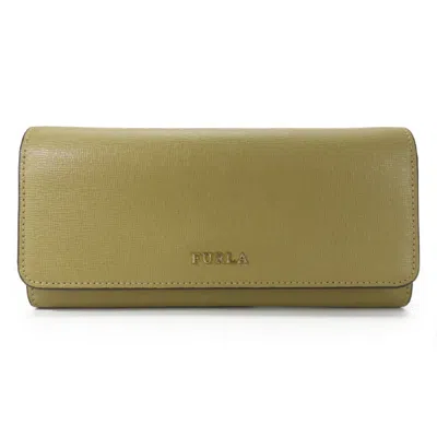 Pre-owned Furla Khaki Leather Long Wallet (bi-fold) () In Brown
