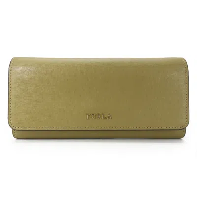 Pre-owned Furla Khaki Leather Long Wallet (bi-fold) () In Brown