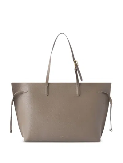 Furla Large Ava Leather Tote Bag In Gray