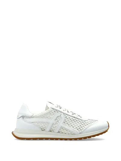 Furla Lace-up Leather Sneakers In White