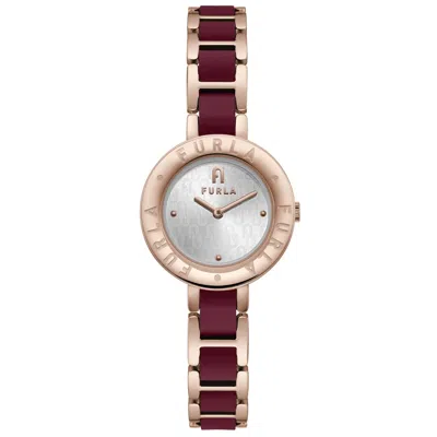 Furla Pink Stainless Steel Watch In Multi