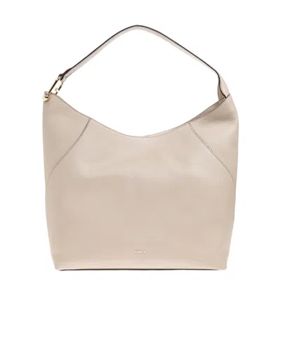 Furla Lara Grained-leather Shoulder Bag In Neutral