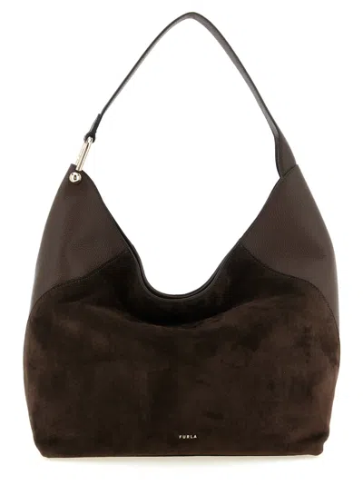 Furla Lara Large Shoulder Bag In Brown