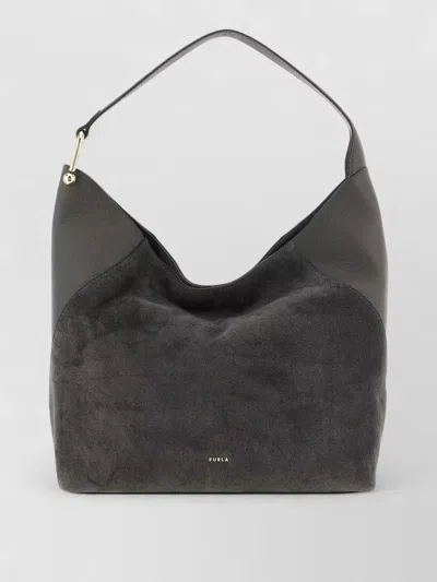 Furla Lara Large Shoulder Bag Metal Hardware In Black