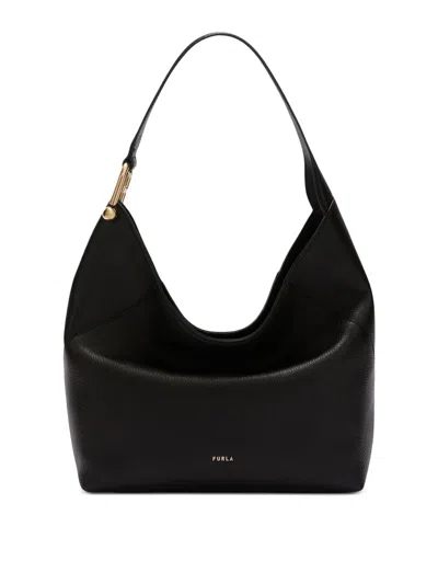 Furla Lara M Leather Shoulder Bag In Black