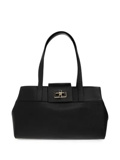 Furla Large Amelia Leather Shoulder Bag In Black
